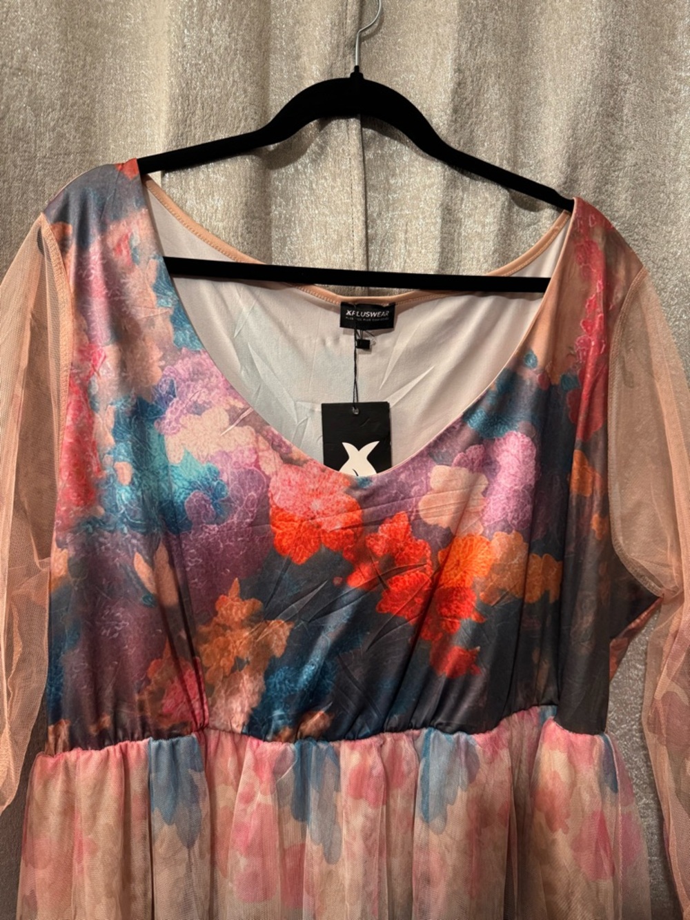 Sheer Overlay Dress in Blush Multi - Picture 3 of 6